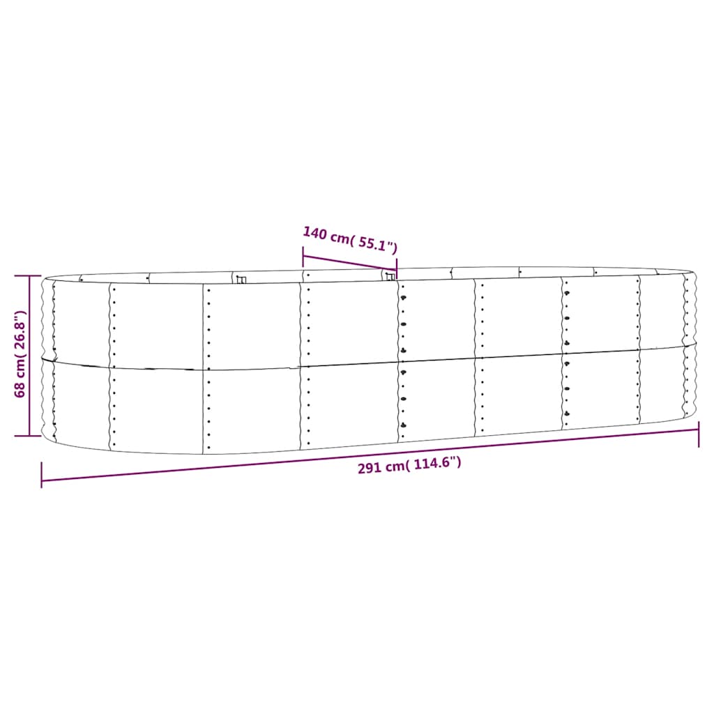 vidaXL Carré potager Anthracite 291x140x68 cm Acier galvanisé