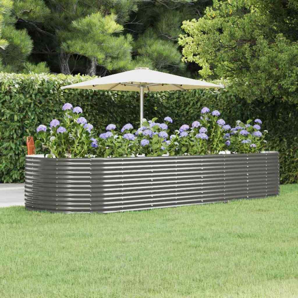 vidaXL Carré potager gris 367x140x68 cm Acier galvanisé