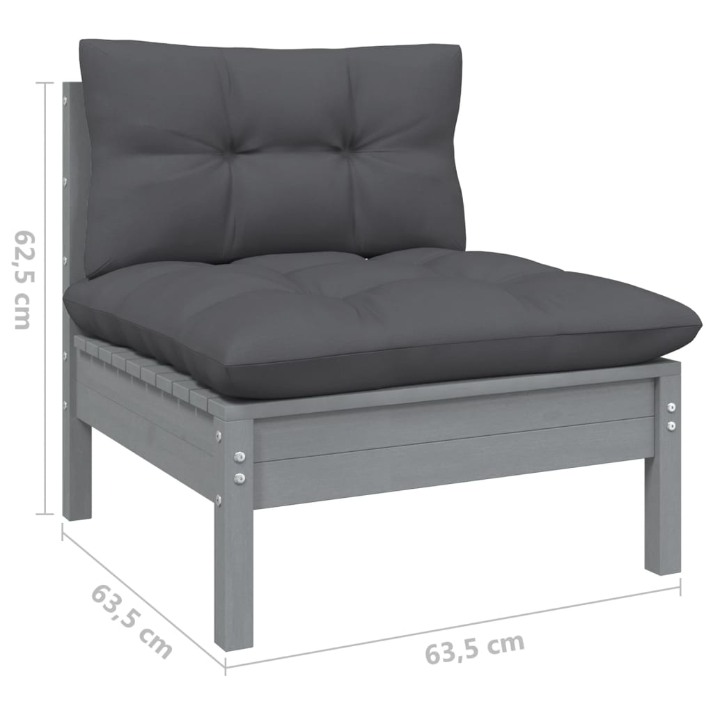 vidaXL Canapé de jardin 2 places avec coussins anthracite Bois de pin massif