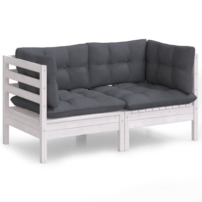 vidaXL Canapé de jardin 2 places avec coussins anthracite Bois de pin massif