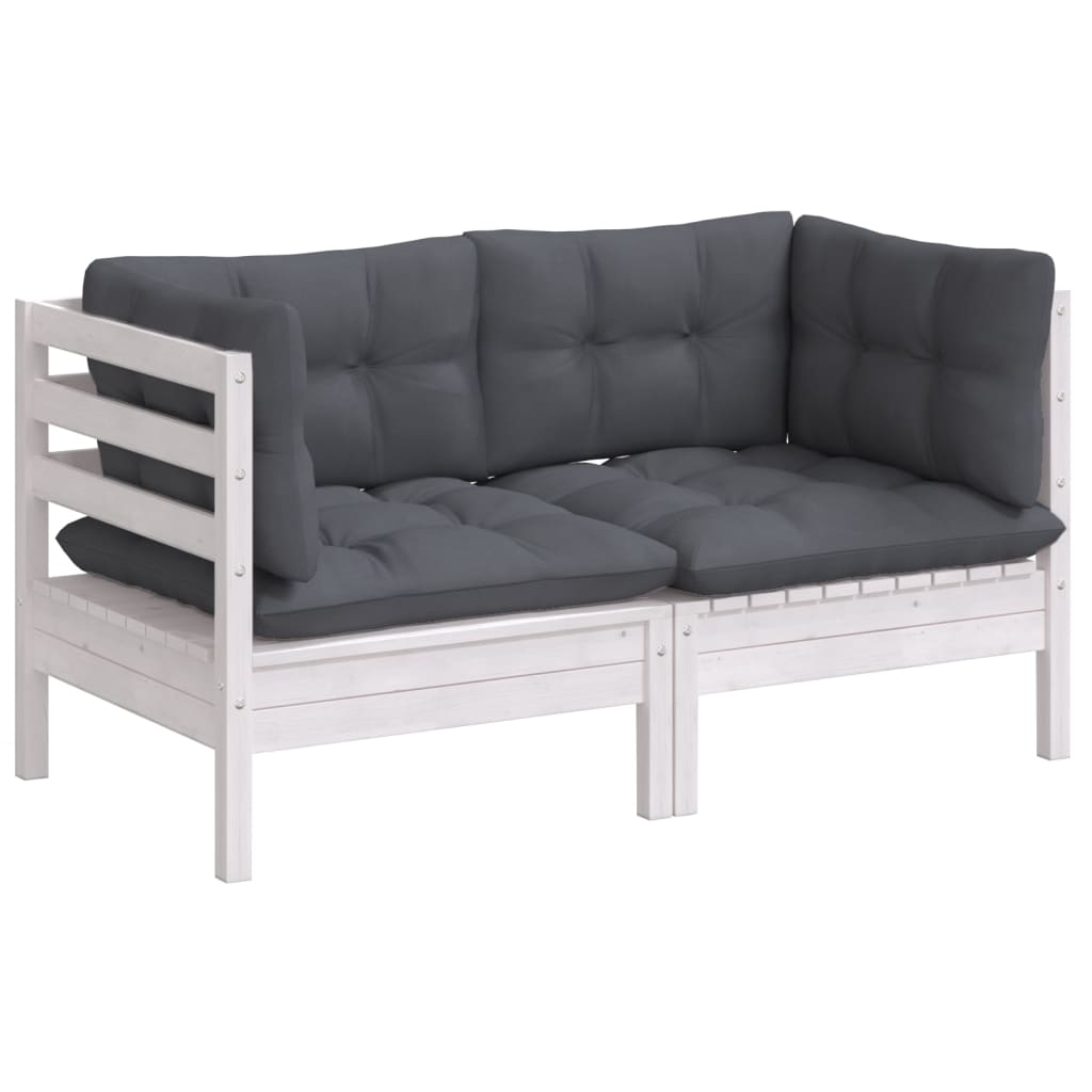 vidaXL Canapé de jardin 2 places avec coussins anthracite Bois de pin massif