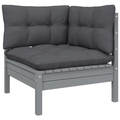 vidaXL Canapé de jardin 2 places avec coussins anthracite Bois de pin massif