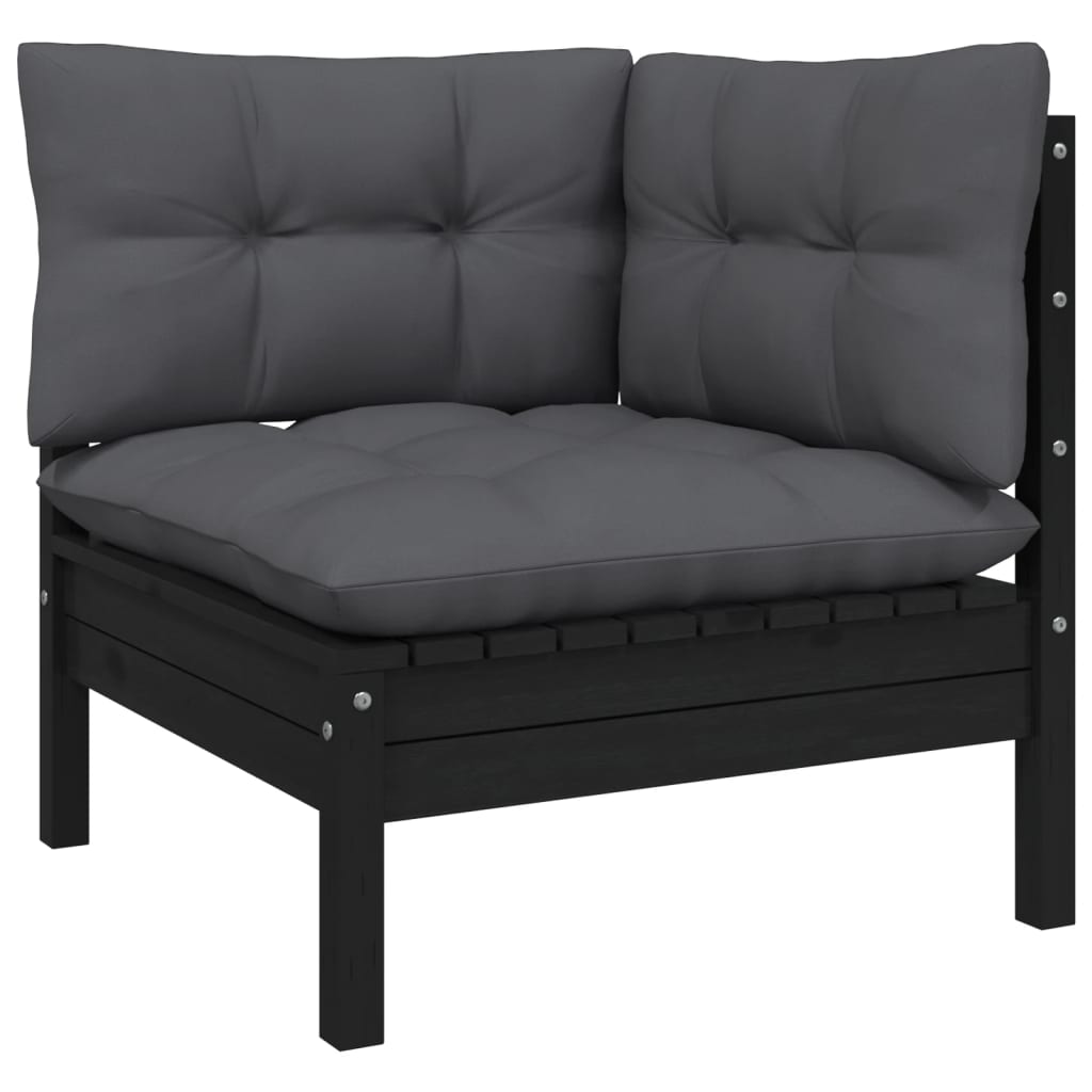 vidaXL Canapé de jardin 2 places avec coussins anthracite Bois de pin massif