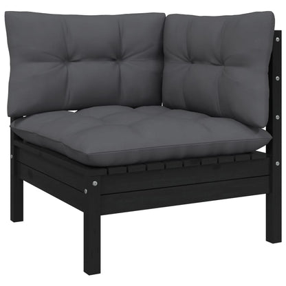 vidaXL Canapé de jardin 2 places avec coussins anthracite Bois de pin massif