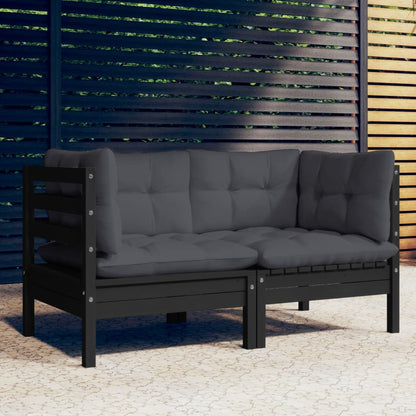 vidaXL Canapé de jardin 2 places avec coussins anthracite Bois de pin massif