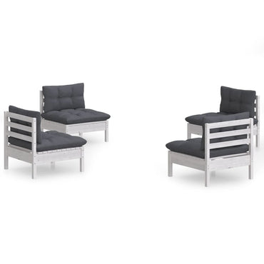 vidaXL 4-tlg. Garten-Lounge-Set mit Anthrazit Kissen Kiefernholz