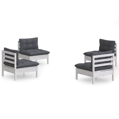 vidaXL 4-tlg. Garten-Lounge-Set mit Anthrazit Kissen Kiefernholz