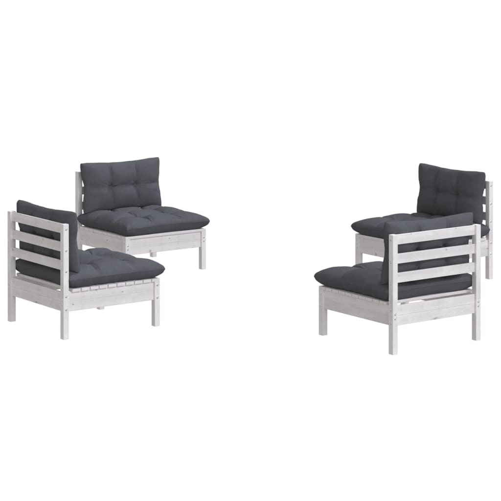 vidaXL 4-tlg. Garten-Lounge-Set mit Anthrazit Kissen Kiefernholz