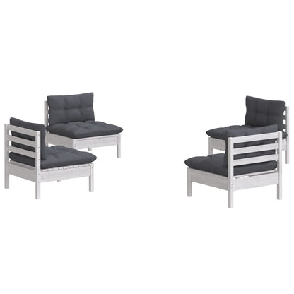 vidaXL 4-tlg. Garten-Lounge-Set mit Anthrazit Kissen Kiefernholz