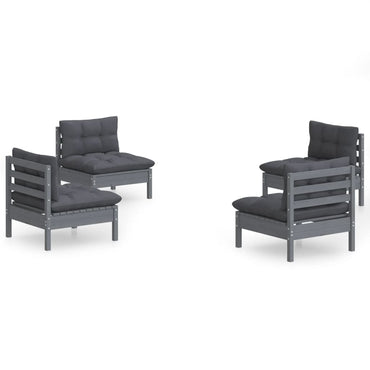 vidaXL 4-tlg. Garten-Lounge-Set mit Anthrazit Kissen Kiefernholz