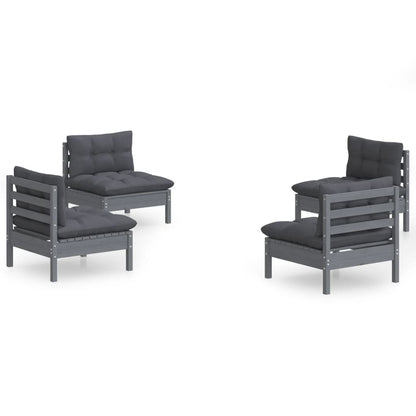 vidaXL 4-tlg. Garten-Lounge-Set mit Anthrazit Kissen Kiefernholz