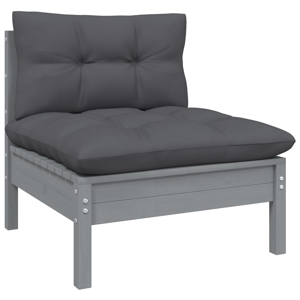 vidaXL 4-tlg. Garten-Lounge-Set mit Anthrazit Kissen Kiefernholz