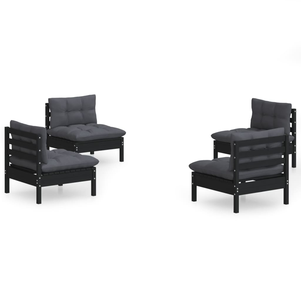 vidaXL 4-tlg. Garten-Lounge-Set mit Anthrazit Kissen Kiefernholz