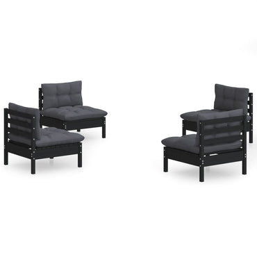 vidaXL 4-tlg. Garten-Lounge-Set mit Anthrazit Kissen Kiefernholz