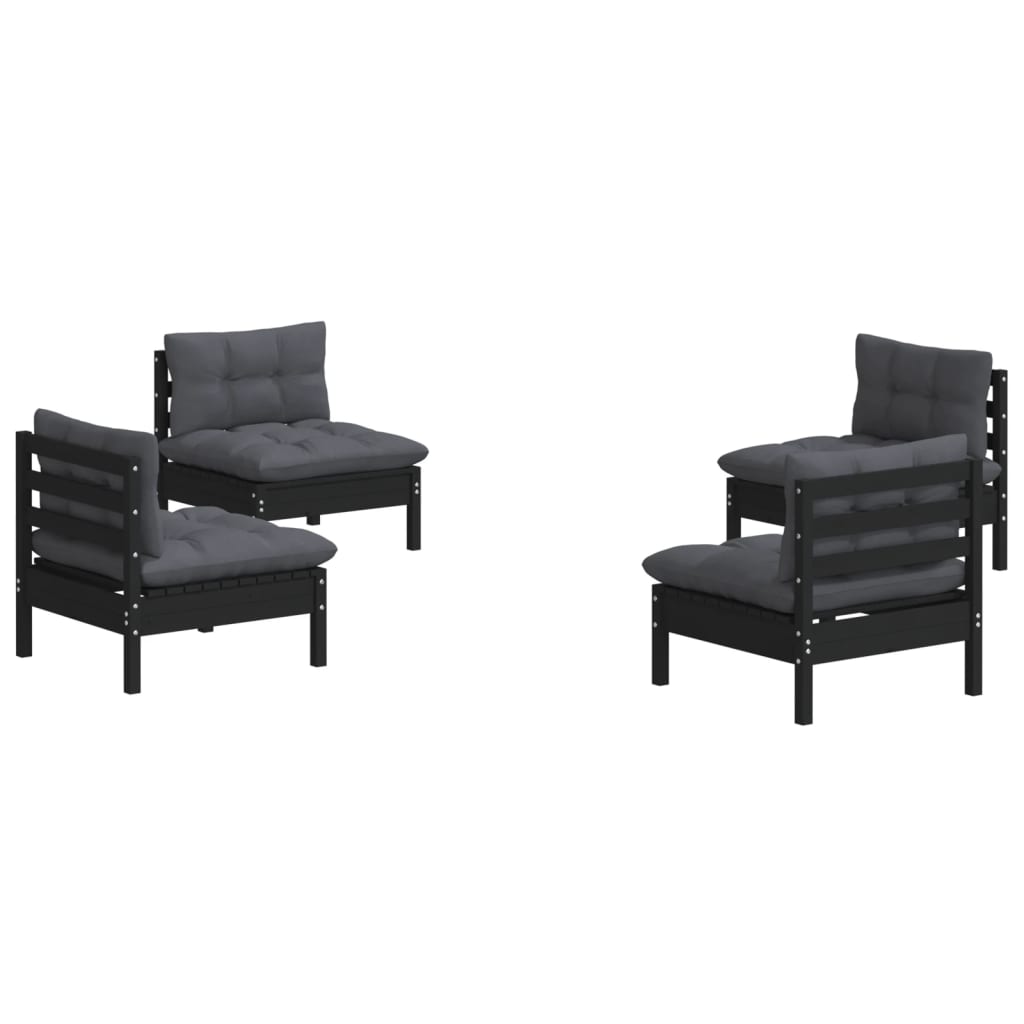 vidaXL 4-tlg. Garten-Lounge-Set mit Anthrazit Kissen Kiefernholz