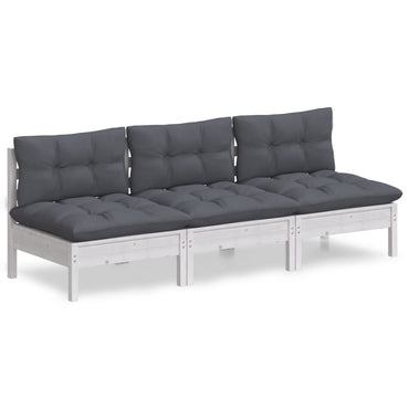 vidaXL Canapé de jardin 3 places avec coussins anthracite Bois de pin massif