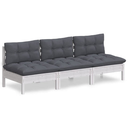 vidaXL Canapé de jardin 3 places avec coussins anthracite Bois de pin massif