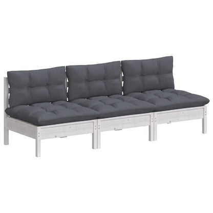 vidaXL Canapé de jardin 3 places avec coussins anthracite Bois de pin massif