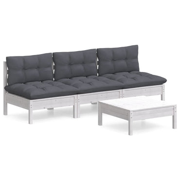 vidaXL 4-tlg. Garten-Lounge-Set mit Anthrazit Kissen Kiefernholz