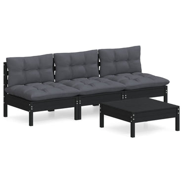 vidaXL 4-tlg. Garten-Lounge-Set mit Anthrazit Kissen Kiefernholz