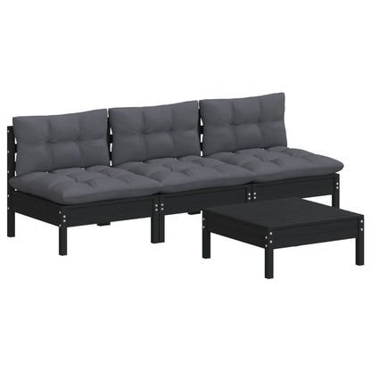 vidaXL 4-tlg. Garten-Lounge-Set mit Anthrazit Kissen Kiefernholz