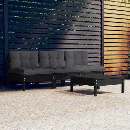 vidaXL 4-tlg. Garten-Lounge-Set mit Anthrazit Kissen Kiefernholz