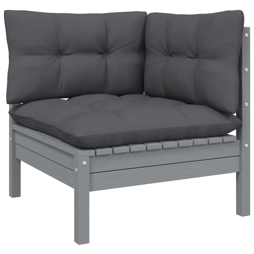 vidaXL 3-Sitzer-Gartensofa mit Anthrazit Kissen Massivholz Kiefer