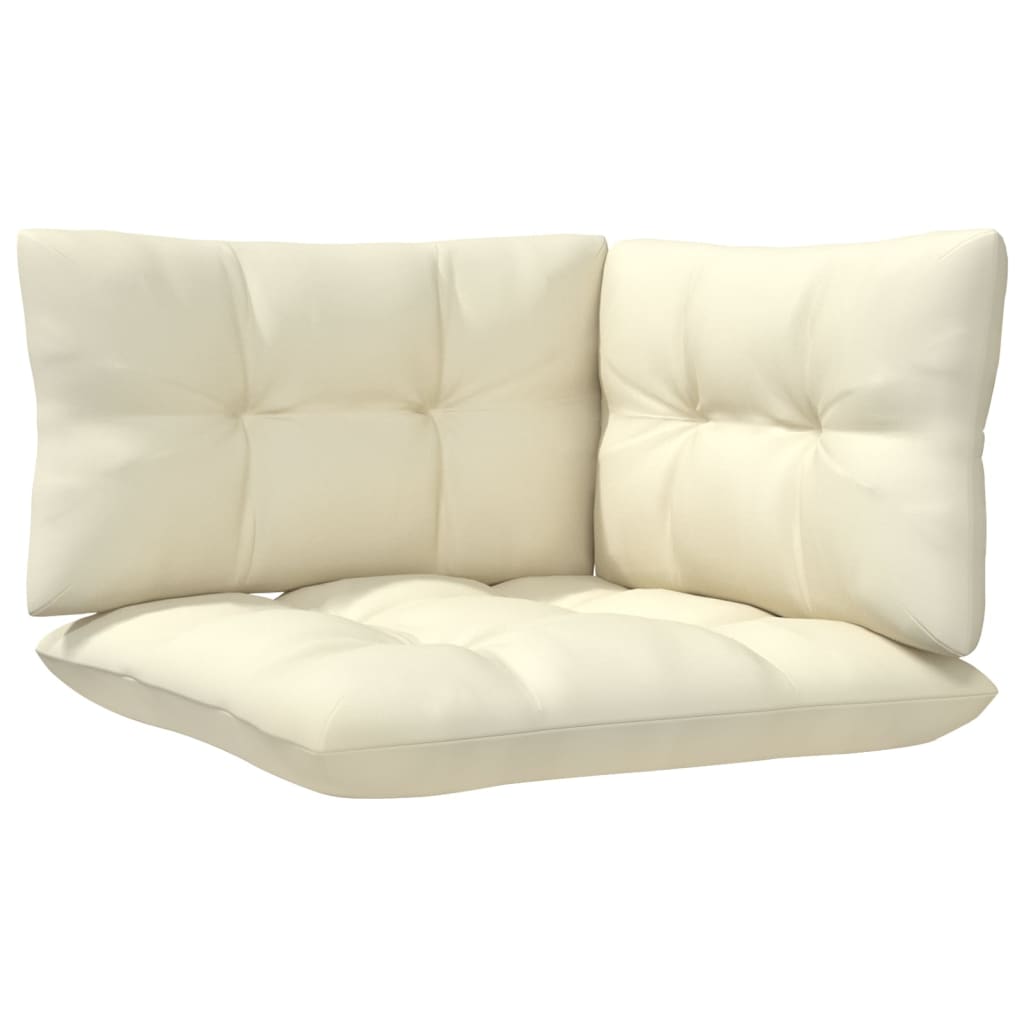 vidaXL 4-tlg. Garten-Lounge-Set mit Creme Kissen Kiefernholz