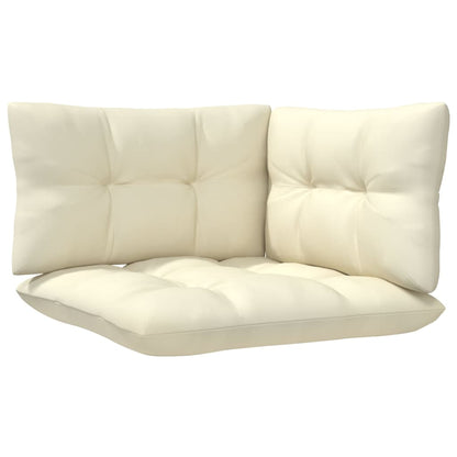 vidaXL 4-tlg. Garten-Lounge-Set mit Creme Kissen Kiefernholz