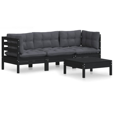 vidaXL 4-tlg. Garten-Lounge-Set mit Anthrazit Kissen Kiefernholz