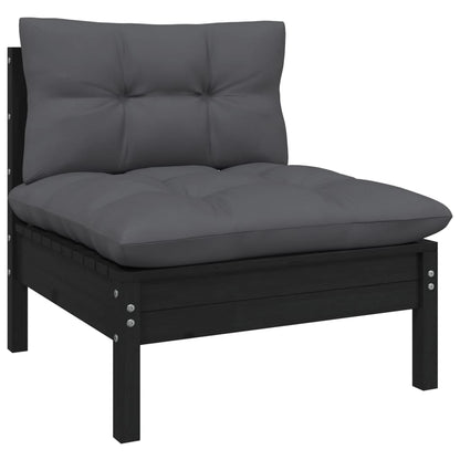 vidaXL Salon de jardin 4 pcs avec coussins anthracite Bois de pin