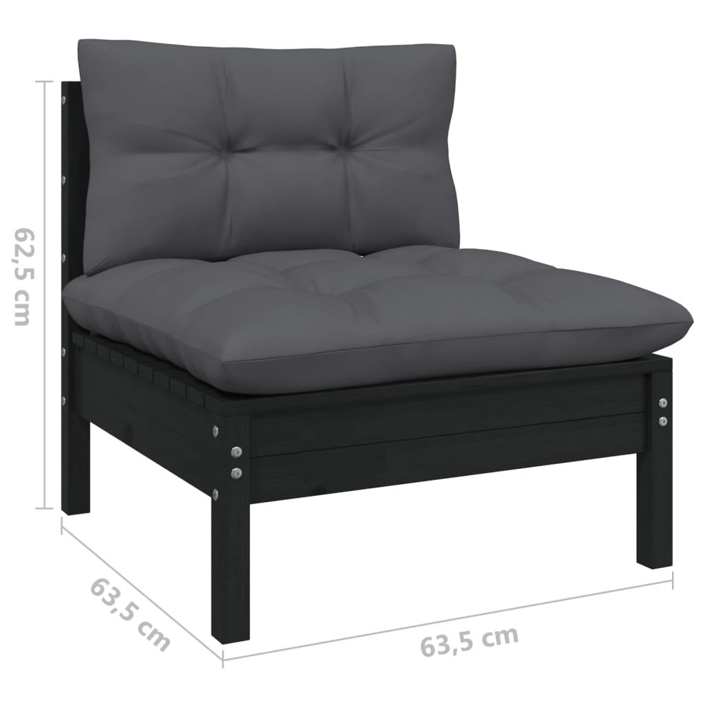 vidaXL Salon de jardin 4 pcs avec coussins anthracite Bois de pin