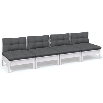 vidaXL Canapé de jardin 4 places avec coussins anthracite Bois de pin massif