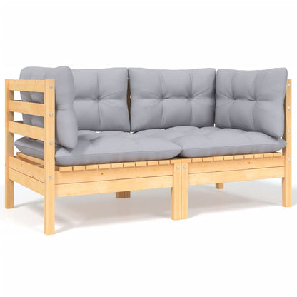 vidaXL Ensemble de meubles de jardin 4 pcs avec coussins gris Bois de pin massif