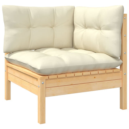 vidaXL Salon de jardin 4 pcs avec coussins crème Bois de pin massif