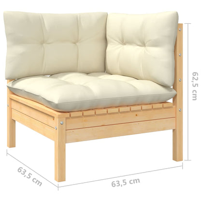 vidaXL Salon de jardin 4 pcs avec coussins crème Bois de pin massif