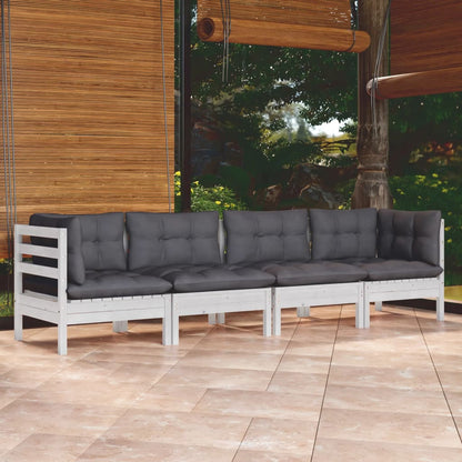 vidaXL Salon de jardin 4 pièces avec coussins Bois de pin massif