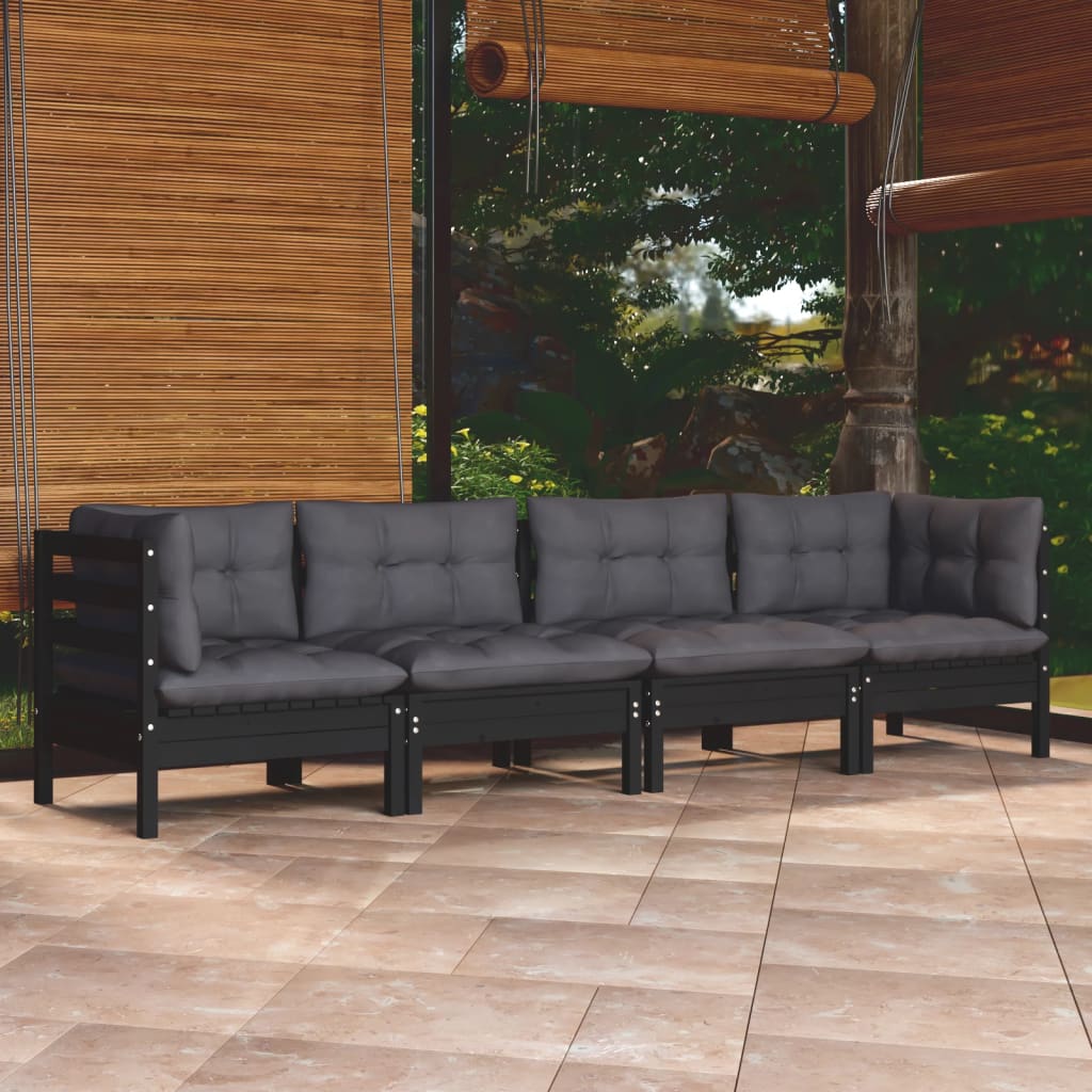 vidaXL Salon de jardin 4 pièces avec coussins en pin massif