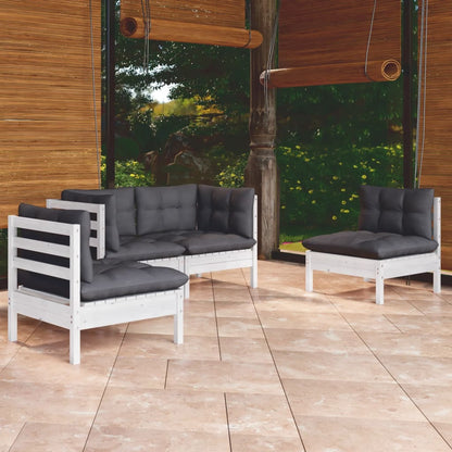 vidaXL Salon de jardin 4 pièces avec coussins Bois de pin massif