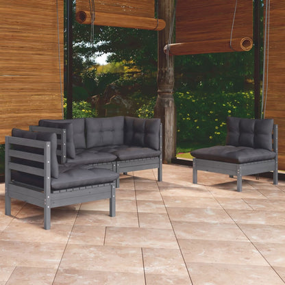 vidaXL Salon de jardin 4 pièces avec coussins Bois de pin massif