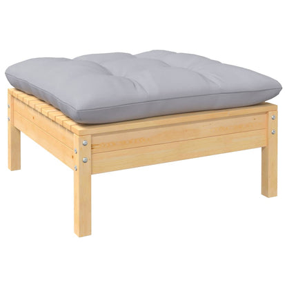 vidaXL 4-tlg. Garten-Lounge-Set mit Grauen Kissen Kiefer Massivholz