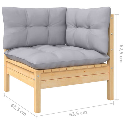 vidaXL 4-tlg. Garten-Lounge-Set mit Grauen Kissen Kiefer Massivholz