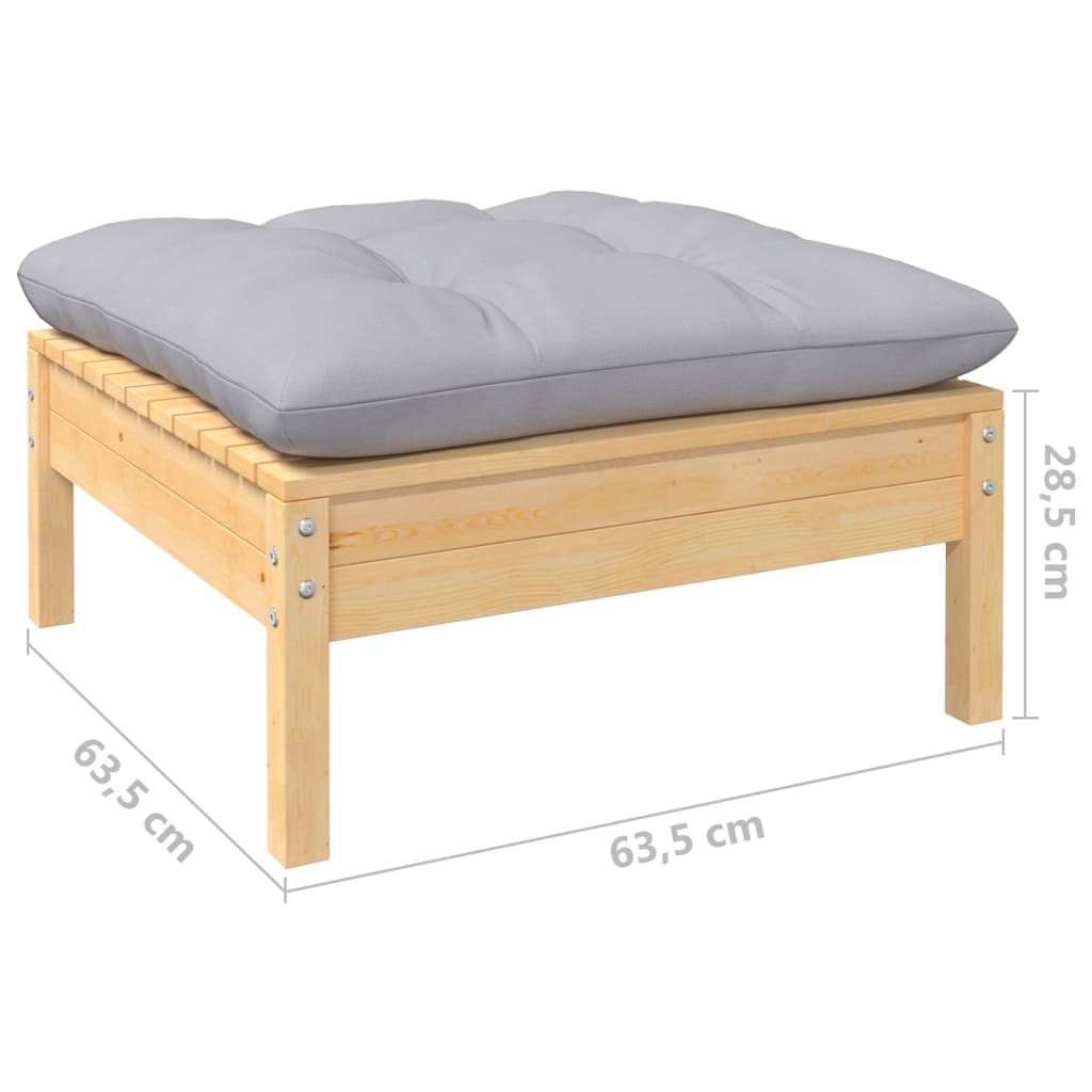 vidaXL 4-tlg. Garten-Lounge-Set mit Grauen Kissen Kiefer Massivholz