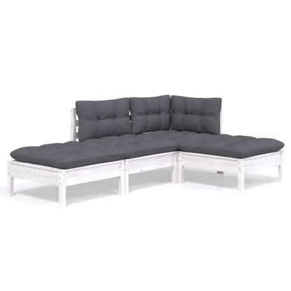 vidaXL Salon de jardin 4 pcs avec coussins, bois de pin massif