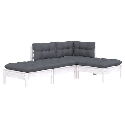 vidaXL Salon de jardin 4 pcs avec coussins, bois de pin massif