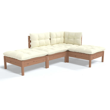 vidaXL 4-tlg. Garten-Lounge-Set mit Kissen Kiefer Massivholz