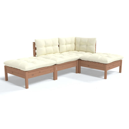 vidaXL 4-tlg. Garten-Lounge-Set mit Kissen Kiefer Massivholz
