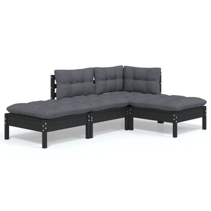 vidaXL Salon de jardin 4 pcs avec coussins, bois de pin massif