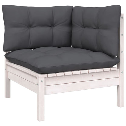 vidaXL 4-tlg. Garten-Lounge-Set mit Kissen Weiß Kiefernholz