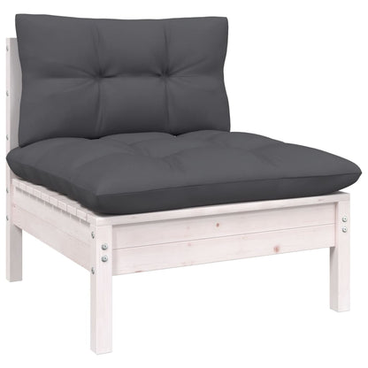 vidaXL 4-tlg. Garten-Lounge-Set mit Kissen Weiß Kiefernholz